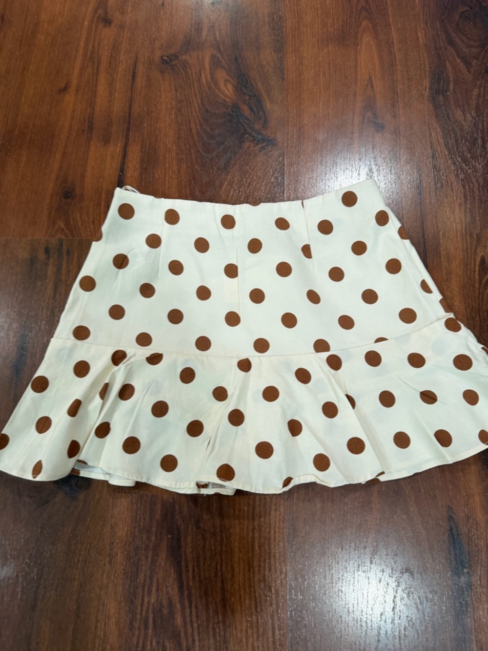 NWT Zara women's Polka Dot Ruffled Mini Skirt Sz Small Linen blend - Picture 9 of 9